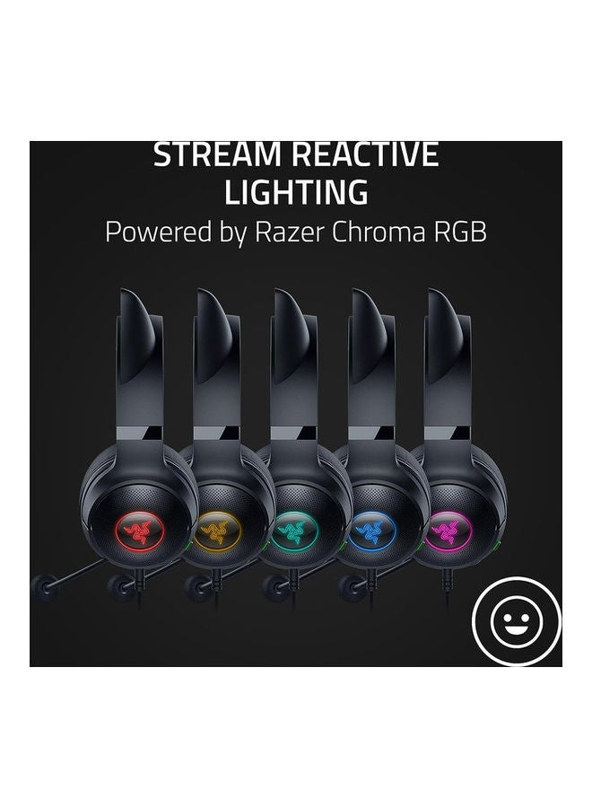 RAZER - Razer Kraken Kitty V2 - Wired RGB Headset with Kitty Ears - Black - Image 1