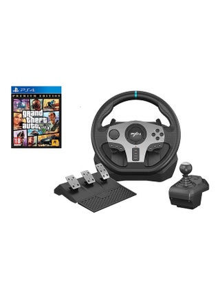 Grand Theft Auto V - Action &amp; Shooter مع عجلة قيادة سباق 900 درجة ذات اهتزاز مزدوج مع ناقل حركة للكمبيوتر الشخصي/PS3/PS4/Xbox One/Series/Switch - سلكي - v1693312406/N53433301A_1