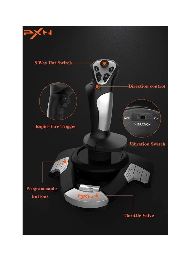 F16 - Flight controller for Windows PC, with Vibration Function, 12 Programmable Buttons, Flight Simulator Joystick Controller, Compatible with Windows XP/VISTA/7/8/10