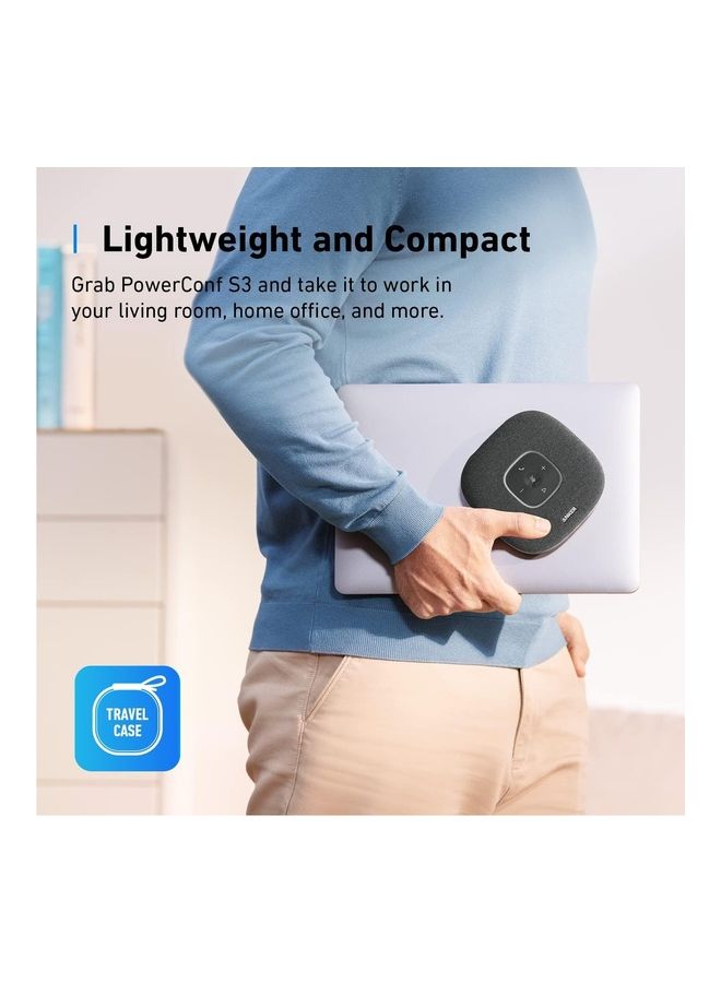 Anker - PowerConf S3 Speakerphone Plus 6 Mics, Enhanced Voice Pickup, 24H Call Time, App Control, Bluetooth 5, USB C, Conference Speaker Compatible With Leading Platforms, Home Office Black - Image 1