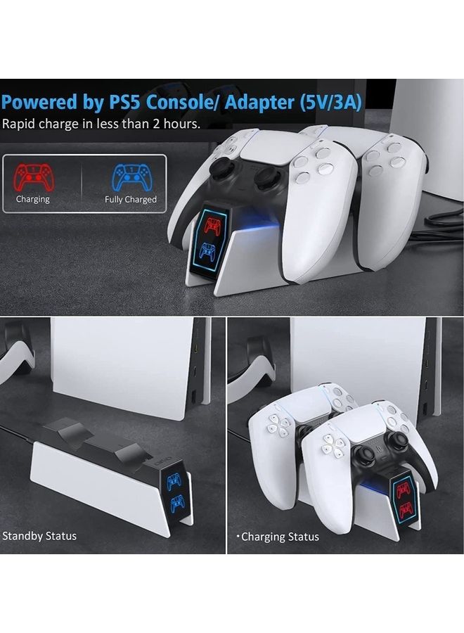 Oivo - Charging Station 2H Fast Charger Playstation 5 Dual Sense Upgrade Charging Dock With 2 Types Of Cable PS5 Charger For Dual PS5 Controller - Image 1