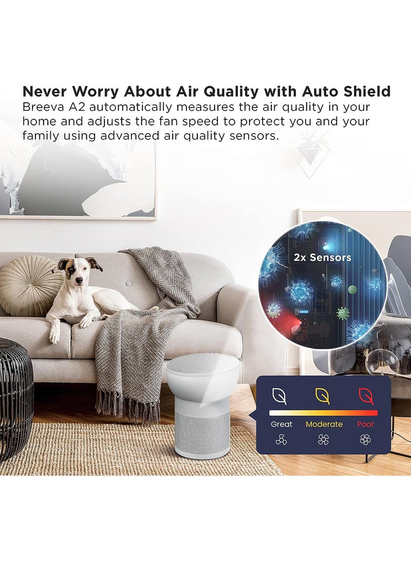 TCL - Breeva A2 Smart Air Purifier With 4-Stage Clean, True HEPA (H13), Removes 99.97% of Dust / Bacteria / Odors, App & Voice Control TCL Breeva A2 White - Image 1
