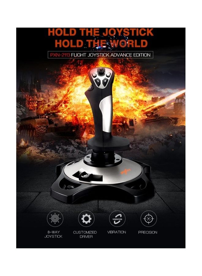 بي اكس ان 2113 Pro - جهاز محاكاة عصا التحكم USB Flight Stick PC Gamepad للتحكم في الألعاب السلكية لألعاب محاكاة عصا الطيران، مفتاح HAT متقدم بـ 4 محاور و8 اتجاهات، لنظام التشغيل Windows XP/VISTA/7/8/10  - Image 1
