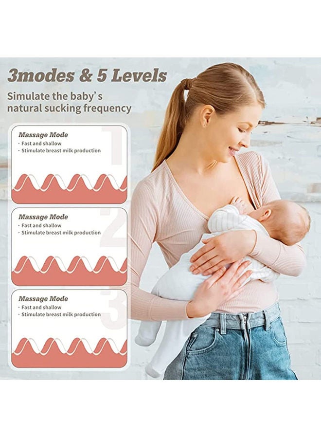 روك بو مضخة ثدي قابلة للارتداء DMG منخفضة الضوضاء غير مؤلمة ومجانية اليدين مضخة ثدي كهربائية محمولة 3 أوضاع 9 مستويات شاشة LCD وظيفة الذاكرة قابلة لإعادة الشحن مستخرج حليب فردي مع وضع تدليك 24 مم - Image 2