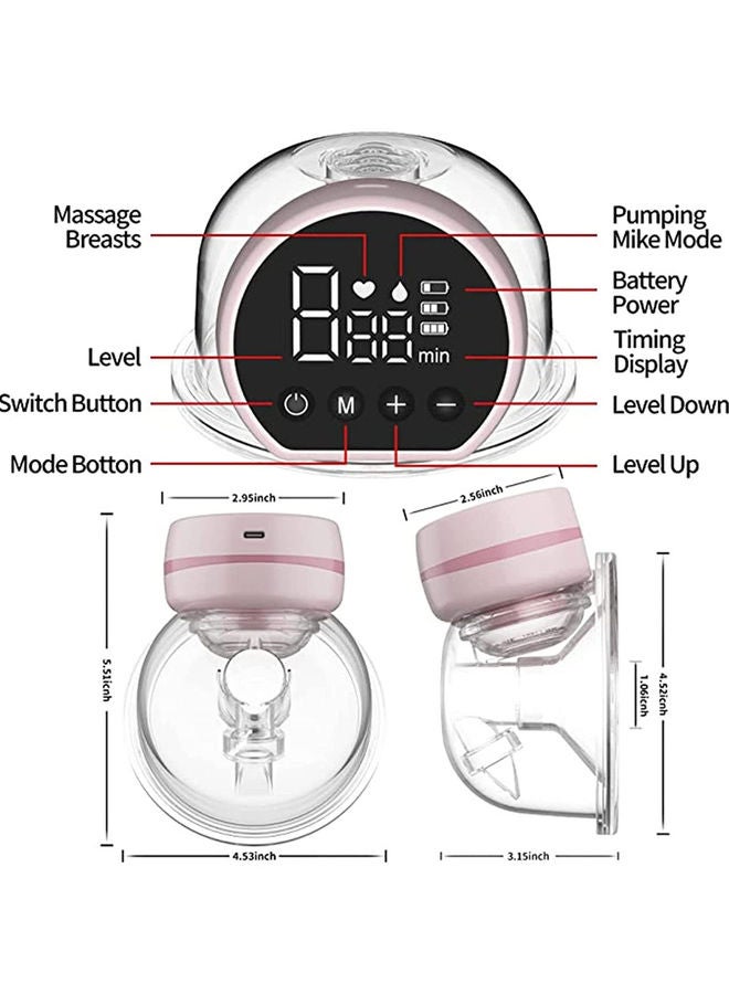 روك بو مضخة ثدي قابلة للارتداء DMG منخفضة الضوضاء غير مؤلمة ومجانية اليدين مضخة ثدي كهربائية محمولة 3 أوضاع 9 مستويات شاشة LCD وظيفة الذاكرة قابلة لإعادة الشحن مستخرج حليب فردي مع وضع تدليك 24 مم - Image 5