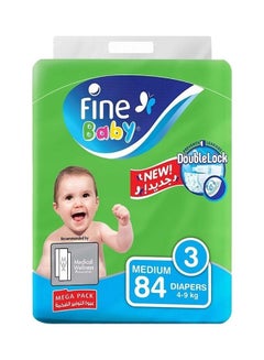 Fine Baby Pack Of 84 Mega Baby Diapers Medium New Double Lock Leak Barriers - Size 3 - 4-9kg 