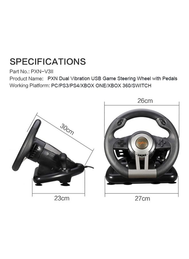 بي اكس ان V3II 180 درجة عالمي Usb سيارة سيم سباق عجلة القيادة مع الدواسات ل PS3 PS4 Xbox One Xbox Series X/S نينتندو سويتش  - Image 4