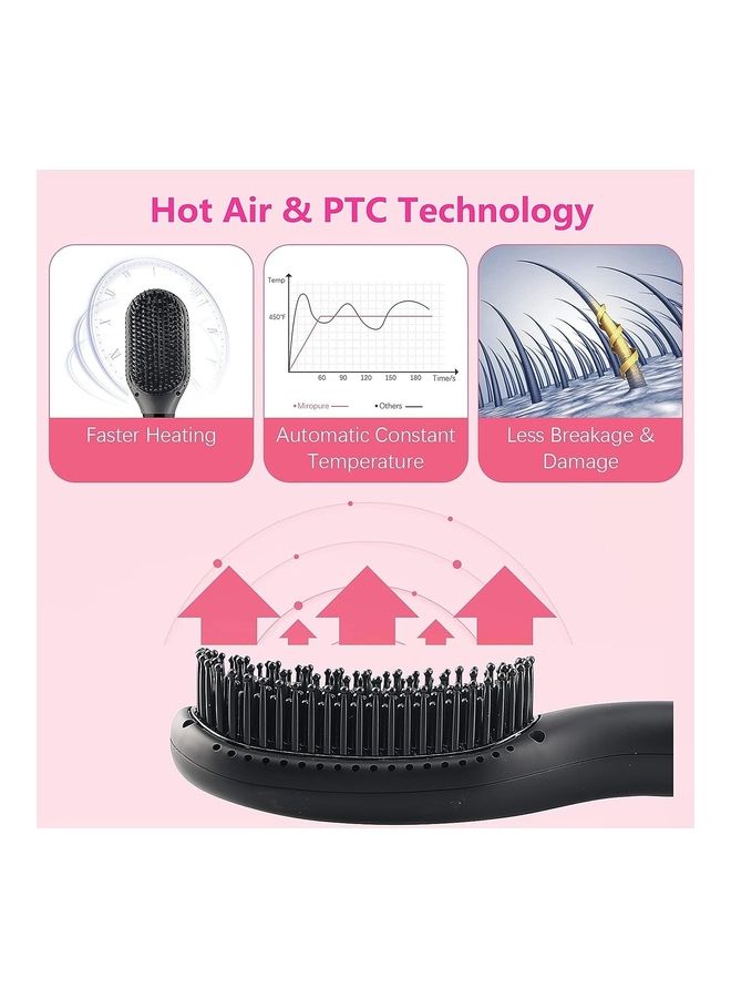 ريبون Hot Air Styler Hair Straightener Brush Negative Ion Heated Straightening Brush For Smooth Frizz-Free Hair  - Image 2