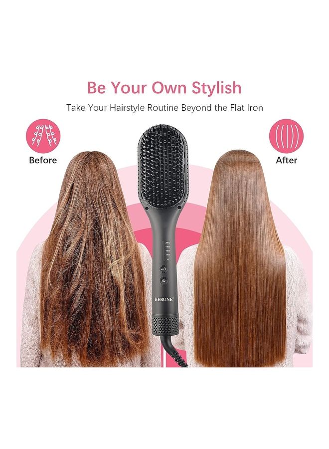 ريبون Hot Air Styler Hair Straightener Brush Negative Ion Heated Straightening Brush For Smooth Frizz-Free Hair  - Image 3