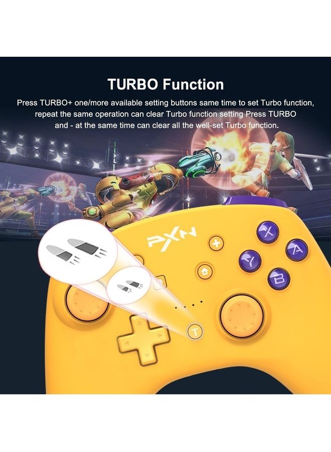بي اكس ان 9607X - جهاز التحكم اللاسلكي Switch Pro Game Joystick Remote Pro يدعم NFC / Amibo / Turbo Screenshot، Gyrox، وTwitter لـ N-Switch / N-Switch Lite (أصفر)  - Image 5