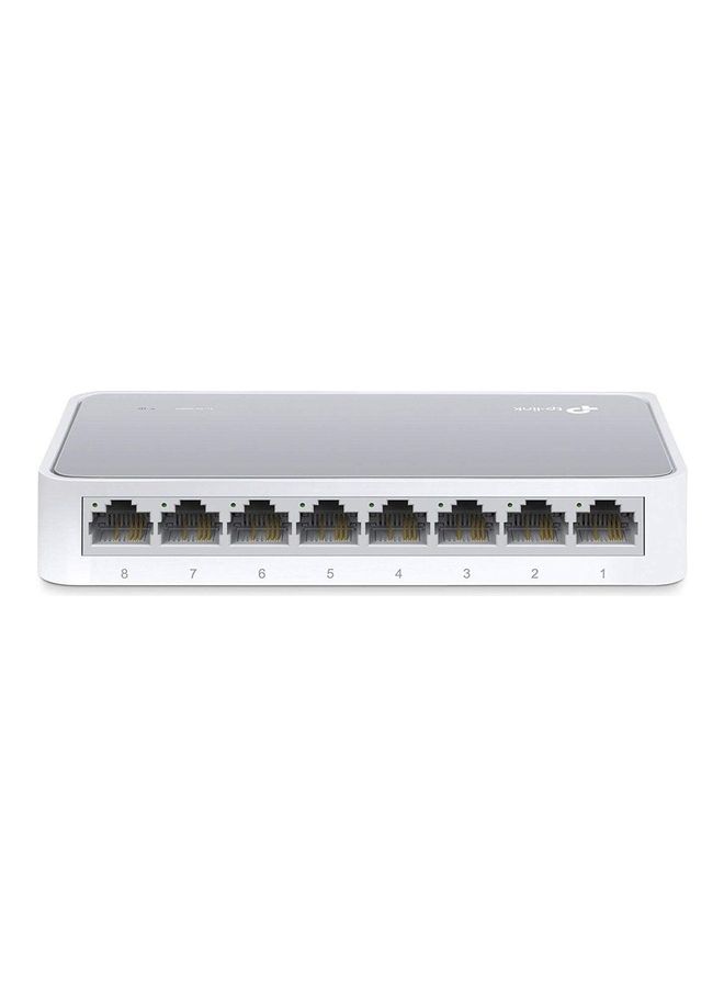 TP-LINK - 8 Port 10/100Mbps Fast Ethernet Switch | Desktop Ethernet Splitter | Ethernet Network Hub | Plug and Play | Fanless Quiet | Desktop Design | Green Technology | Unmanaged (TL-SF1008D) White - Image 1