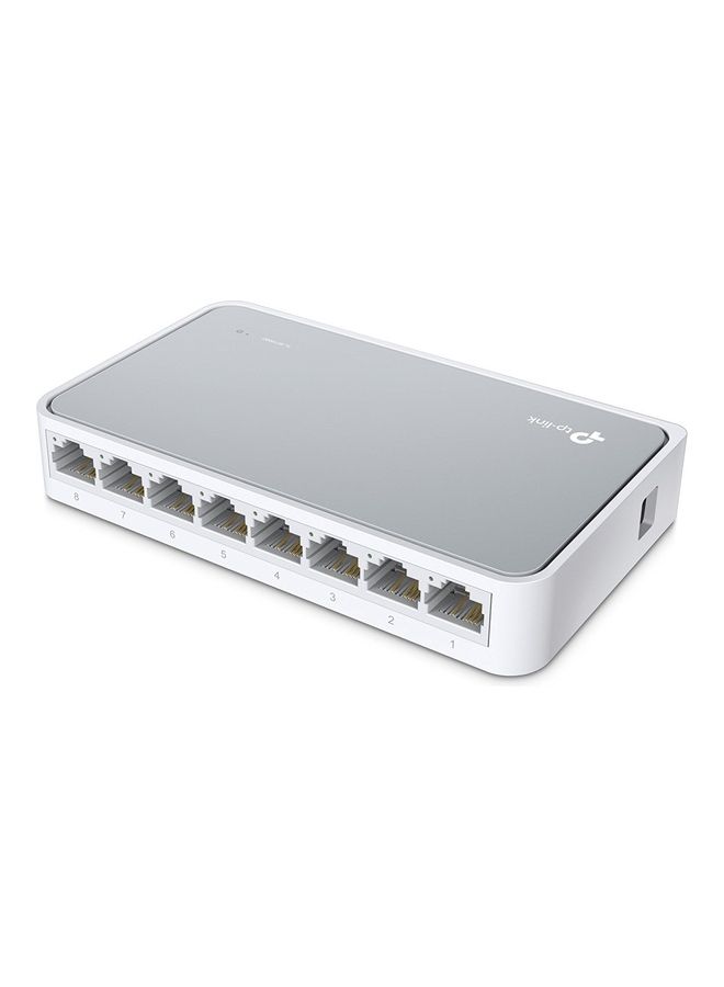 TP-LINK - 8 Port 10/100Mbps Fast Ethernet Switch | Desktop Ethernet Splitter | Ethernet Network Hub | Plug and Play | Fanless Quiet | Desktop Design | Green Technology | Unmanaged (TL-SF1008D) White - Image 1