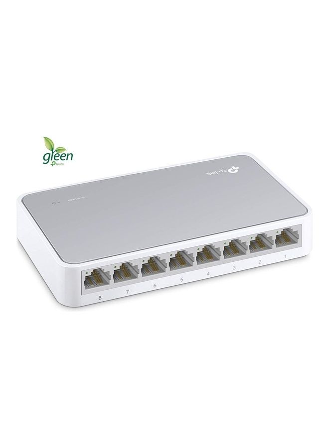 TP-LINK - 8 Port 10/100Mbps Fast Ethernet Switch | Desktop Ethernet Splitter | Ethernet Network Hub | Plug and Play | Fanless Quiet | Desktop Design | Green Technology | Unmanaged (TL-SF1008D) White - Image 1