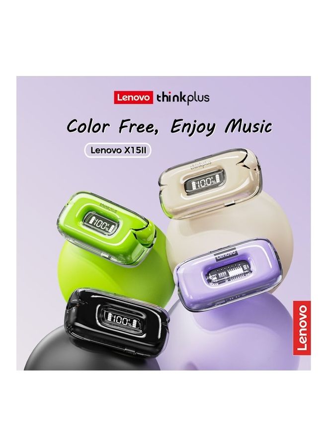 Lenovo Thinkplus X15II Earphones Bluetooth Game TWS Headphones Wireless Colorful Earbuds With Mic Waterproof Transparent Headsets Black  - Image 2