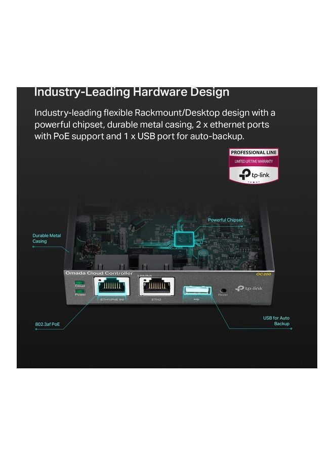 TP-LINK - Omada Hardware Controller | SDN Integrated | PoE Powered | Manage Up to 100 Devices | Easy & Intelligent Network Monitor & Maintenance | Cloud Access & Omada App (OC200) Black - Image 1