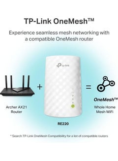 TP-LINK WiFi Extender with Ethernet Port, Dual Band 5GHz/2.4GHz , Up to 44% more bandwidth than single band, Covers Up to 1200 Sq.ft and 30 Devices, signal booster amplifier supports OneMesh(RE220) White  - Image 3