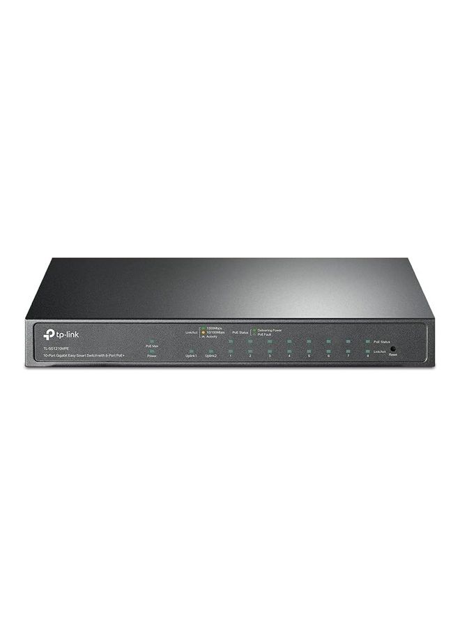 TP-LINK TL-SG1210MPE | 8 Port Gigabit PoE Switch | Easy Smart Managed | 8 PoE+ Ports @123W, w/ 2 Uplink Gigabit Ports + 1 Combo SFP Slot | Limited Lifetime Protection | QoS, Vlan, IGMP & LAG Black  - Image 1