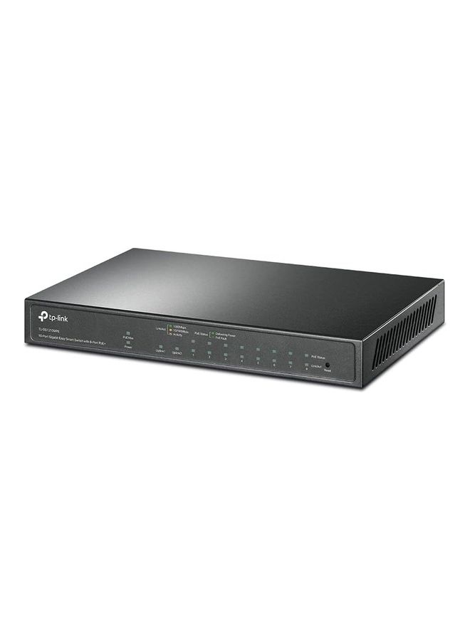 TP-LINK TL-SG1210MPE | 8 Port Gigabit PoE Switch | Easy Smart Managed | 8 PoE+ Ports @123W, w/ 2 Uplink Gigabit Ports + 1 Combo SFP Slot | Limited Lifetime Protection | QoS, Vlan, IGMP & LAG Black  - Image 2
