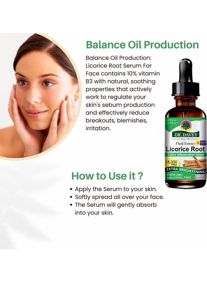 DR. DAVEY Licorice Root Serum For Skin Acne – Brighten Dark Spots, Smooth Fine Lines And Wrinkles, Revitalize With Anti-Aging Face, Anti-Fatigue Eye Gel GMPC Certified30 Ml/1FlOz 30grams  - Image 4