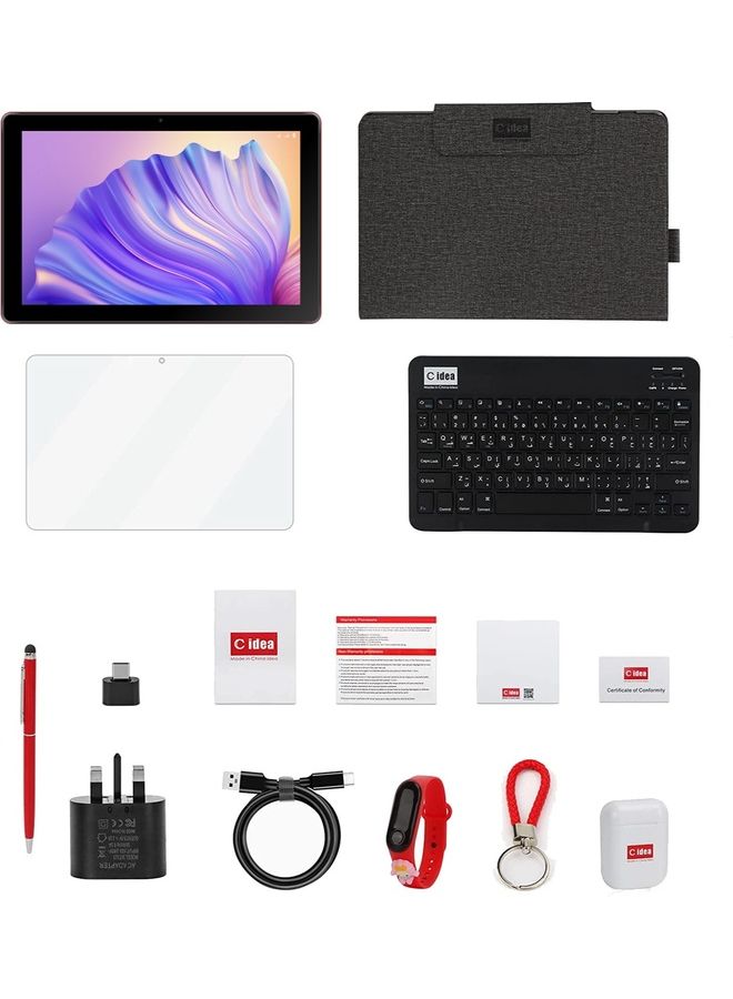 C idea - 10 Inch Smart Android Tablet PC WVGA IPS Display Face Unlock Kids Tab Dual SIM 5G LTE WiFi Zoom And Tiktok Supported With Bluetooth Keyboard Plus Magnetic Protective Case - Image 1