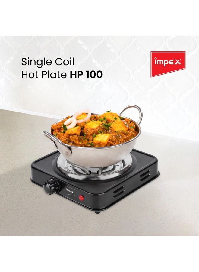 1000W Electric Hot Single Coil Hotplate, Durable Metal Housing HP 100 Black - v1693636264/N53434311A_2