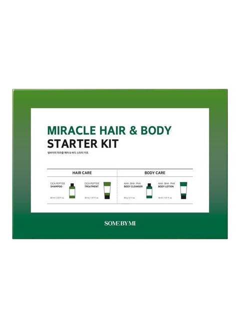 Miracle Hair & Body Starter Kit ( Shampoo -treatment -body cleanser -body lotion ) 180 milliliter