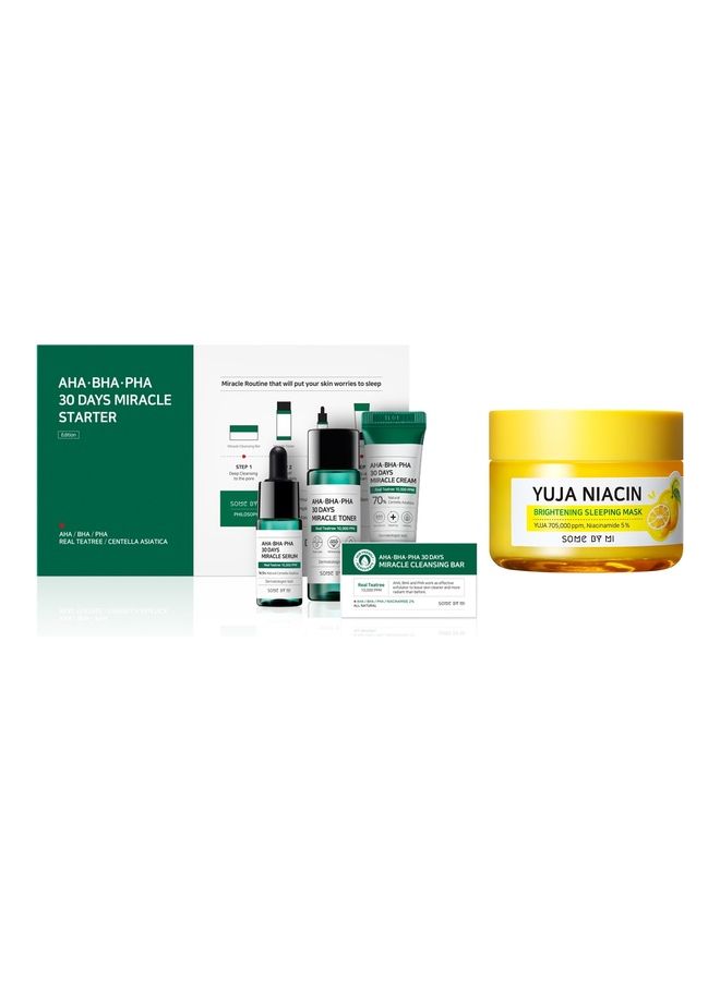 Some by Mi Miracle Starter Kit with Yuja Ninacin Brightening Sleeping Mask_90ml+60g  - Image 1