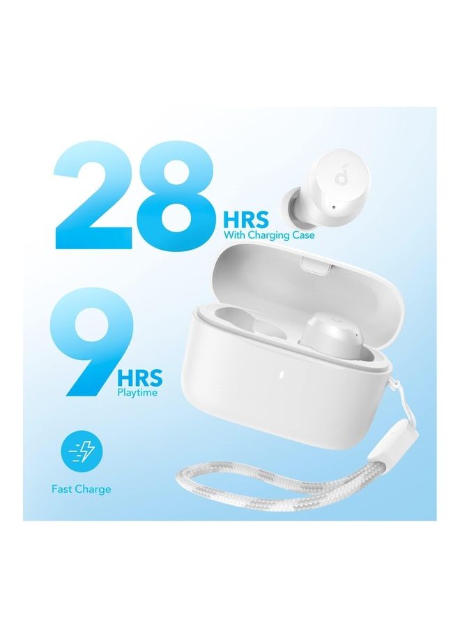 A25i True Wireless Earbuds, Bluetooth 5.3, App, Customized Sound, 28H Long Playtime, Water-Resistant, 2 Mics for Al Clear Calls, Single Earbud Mode White