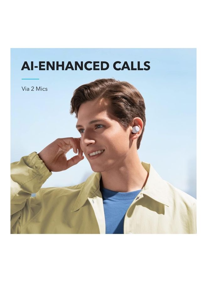 A25i True Wireless Earbuds, Bluetooth 5.3, App, Customized Sound, 28H Long Playtime, Water-Resistant, 2 Mics for Al Clear Calls, Single Earbud Mode White