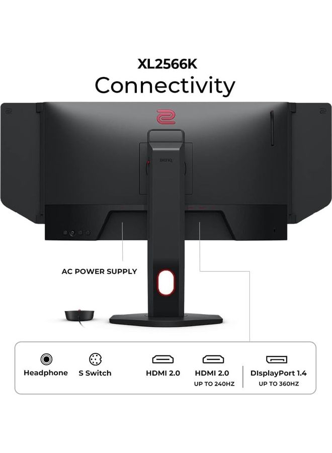 Zowie XL2566K 24.5 Fast TN In 360Hz Gaming Monitor | Motion Clarity DyAc | 1080p | XL Setting To Share | Custom Quick Menu | S Switch | Shield | Smaller Base | Adjustable Height And Tilt Black - v1693850455/N53434577A_4