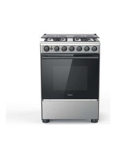 Midea Freestanding Cooker, Full Gas Cooking Range With 4 Burners, Automatic Ignition And Full Safety-FFD, Cast Iron Pan Support, Stainless Steel Finish, Separate Knob For Oven Grill CME6060-D Silver  - Image 1