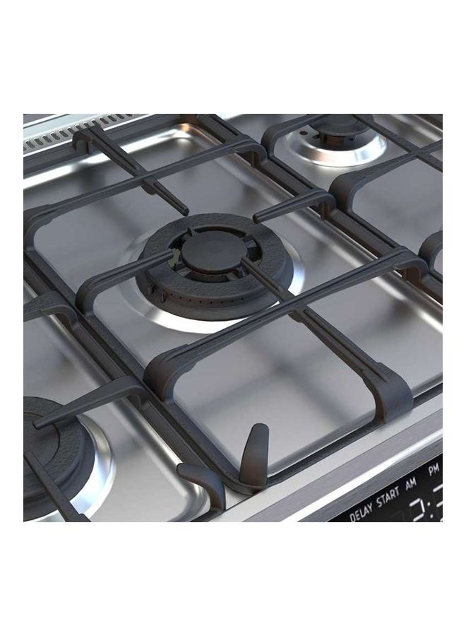 Midea - Freestanding Cooker, Full Gas Cooking Range With 4 Burners, Automatic Ignition And Full Safety-FFD, Cast Iron Pan Support, Stainless Steel Finish, Separate Knob For Oven Grill CME6060-D Silver - Image 1