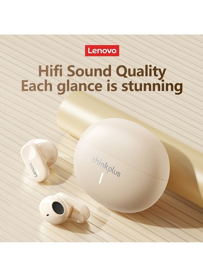 Lenovo Thinkplus LP19 Wireless Headphones Bluetooth Earphones Semi In Ear HIFI Stereo Waterproof Intelligent Noise Canceling Beige  - Image 4