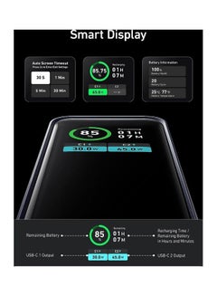 Anker 12000 mAh Prime Power Bank, 12,000mAh 2-Port Portable Charger with 130W Output, Smart Digital Display, Compatible with iPhone 14/13 Series, Samsung, MacBook, Dell, and More Black  - Image 5