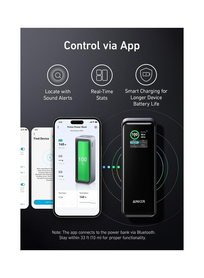 Anker - 27650 mAh Prime 27,650mAh Power Bank (250W), 3-Port Portable Charger, Smart App, Compatible with iPhone 14/13 Series, Samsung, Dell, AirPods, and More (Charging Base Not Included) Black - Image 1