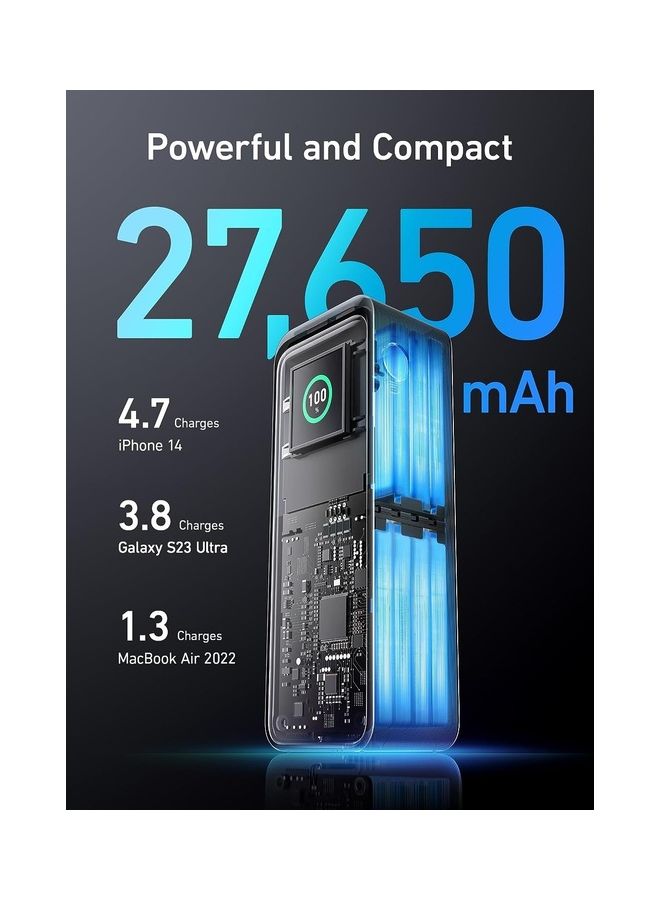 Anker - 27650 mAh Prime 27,650mAh Power Bank (250W), 3-Port Portable Charger, Smart App, Compatible with iPhone 14/13 Series, Samsung, Dell, AirPods, and More (Charging Base Not Included) Black - Image 1