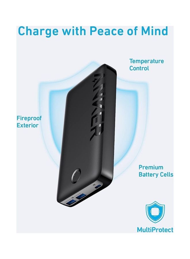 Anker - 20000 mAh Power Bank, 20W Portable Charger with USB-C Fast Charging, 335 (PowerCore 20K), Works for iPhone 13/12 Series, Samsung, iPad Pro, AirPods, Apple Watch, and More. Black - Image 1