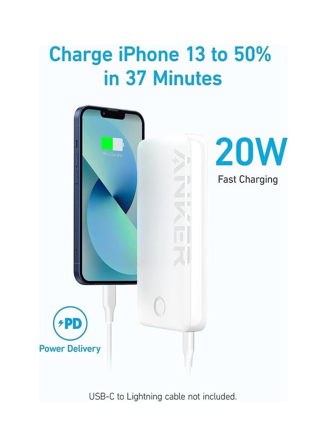 Anker 20000 mAh Power Bank, 20W Portable Charger with USB-C Fast Charging, 335 (PowerCore 20K), Works for iPhone 16/16 Pro/16 Plus /16 Pro Max, 15/14 Series, Samsung, Huaiwei, iPad, AirPods, Xiaomi and More White  - Image 3