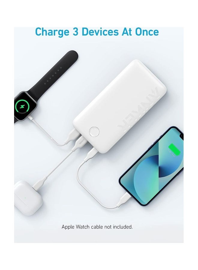 Anker 20000 mAh Power Bank, 20W Portable Charger with USB-C Fast Charging, 335 (PowerCore 20K), Works for iPhone 16/16 Pro/16 Plus /16 Pro Max, 15/14 Series, Samsung, Huaiwei, iPad, AirPods, Xiaomi and More White  - Image 4