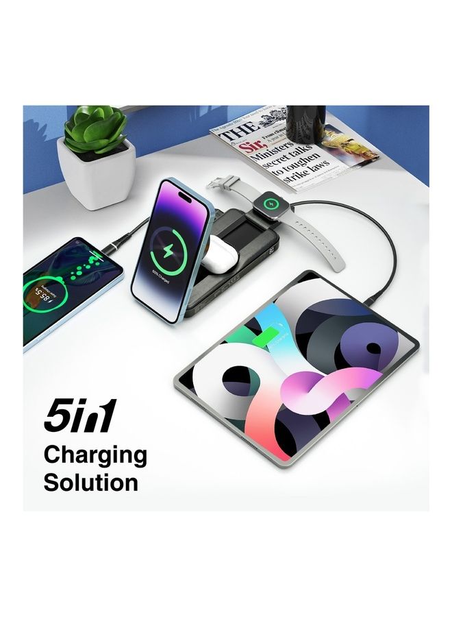 PROMATE 10000 mAh Power Bank With Foldable Design, 15W MagSafe, 2W Apple Watch And 3W AirPods Pro Charger, 20W USB-C Power Delivery, 18W QC 3.0 Ports For iPhone 16, Galaxy S25 - Black - Image 2