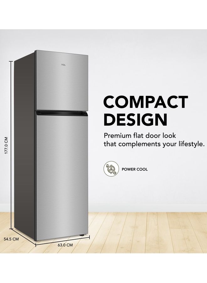 TCL Double Door Top Mount Refrigerator, Total No Frost Fridge And Freezer With Powerful Interior LED Light And Large Crisper Drawer With Humidity Control P370TMN Inox - Image 2