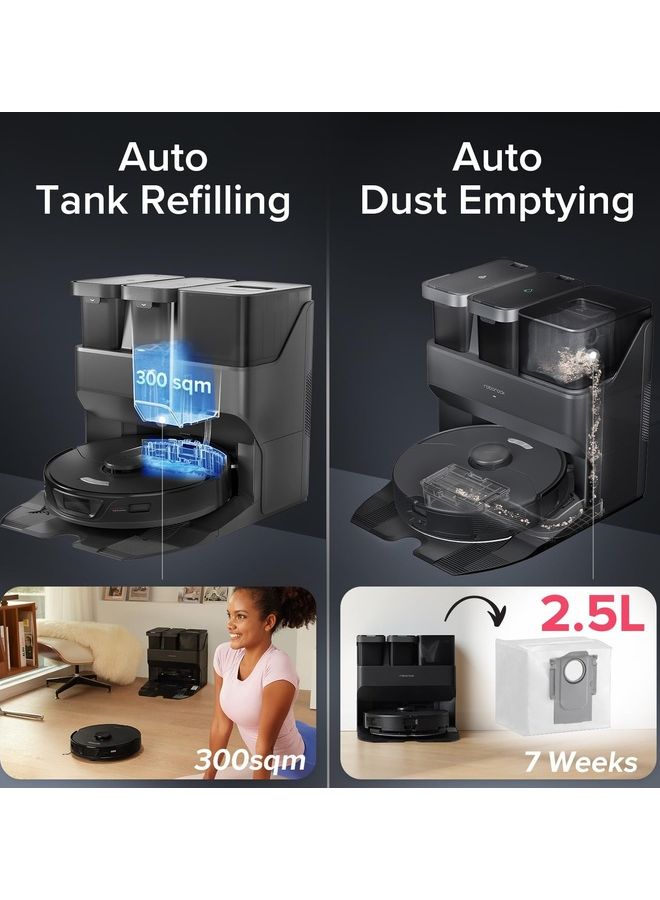 roborock - S7 Max Ultra Robot Vacuum Cleaner With Auto Mop Washing/Auto Dust Emptying/Warm Air Drying/Auto Tank Refilling/Dock Self-Cleaning Vacuum Cleaner 5500 Pa Active Obstacle Avoidance 3000 W Q100TSC- Black - Image 1