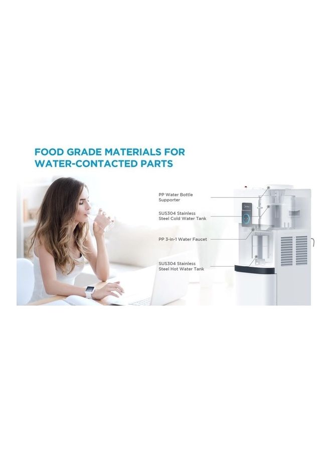 Midea - Top Loading Water Dispenser With Bottom Refrigerator, Hot Cold And Ambient Temperature, Cooler Fridge With Large Storage Space, Child Safety lock, Best For Home Kitchen Office And Pantry YL2037SB White - Image 1