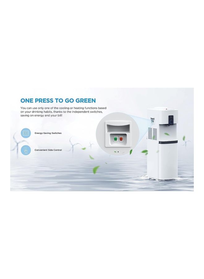 Midea - Top Loading Water Dispenser With Bottom Refrigerator, Hot Cold And Ambient Temperature, Cooler Fridge With Large Storage Space, Child Safety lock, Best For Home Kitchen Office And Pantry YL2037SB White - Image 1