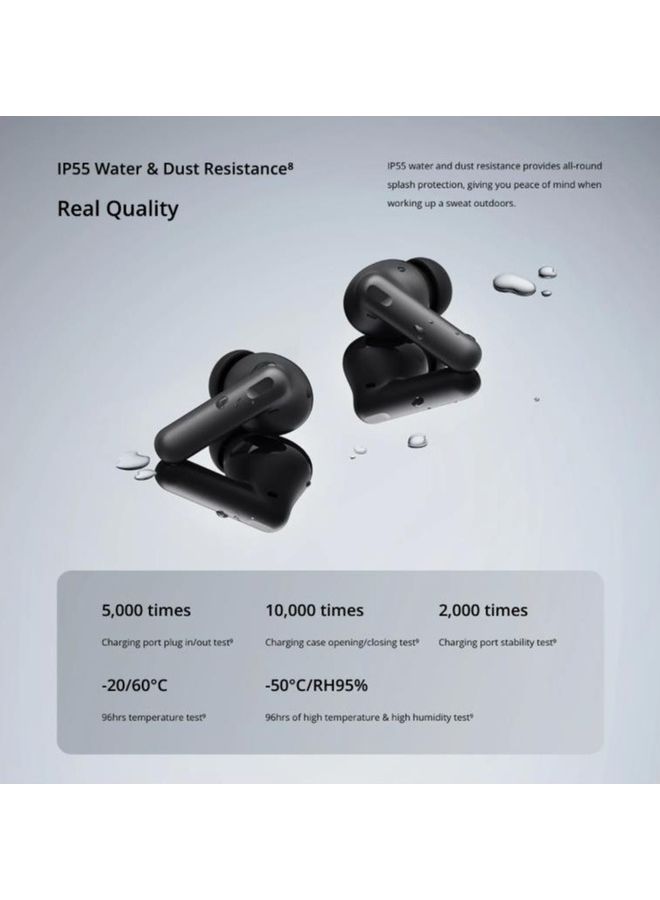 realme - Buds T300 Wireless Earphone 40 Hours Battery Life IP55 Waterproof Active Noise Cancelling Bluetooth 5.3 Headphone Black - Image 1