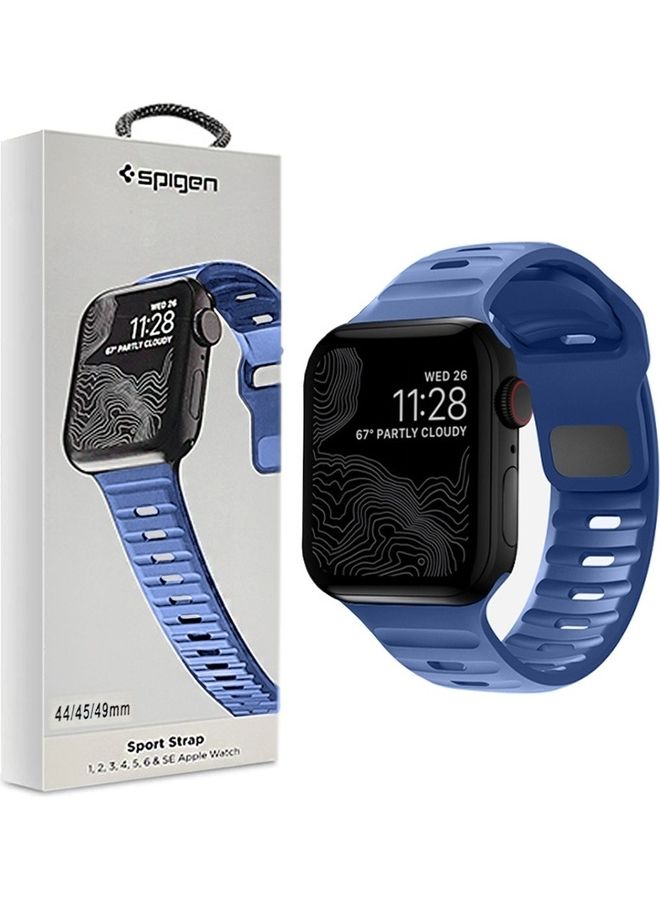 Spigen Silicone Sport Strap For Apple Watch 44Mm, 45Mm, 49Mm Series 8, 7, 6, 5, 4, 3, 2 And SE Blue - Image 1
