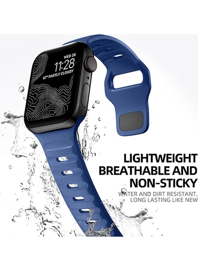 Spigen Silicone Sport Strap For Apple Watch 44Mm, 45Mm, 49Mm Series 8, 7, 6, 5, 4, 3, 2 And SE Blue - Image 3