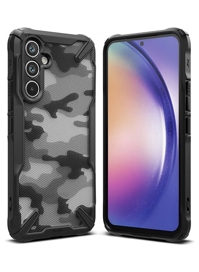 Ringke Fusion-X Compatible With Samsung Galaxy A54 5G Case Transparent Hard Back Soft Flexible TPU Bumper Scratch Resistant Phone Cover Camo Black  - Image 1