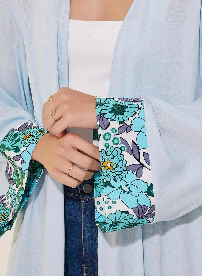 تايك تو Solid long Sleeve Kimonos with Sleeve details