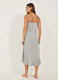 Styli Ruffled Hem Strappy V-Neck Slip Dress  - Image 4